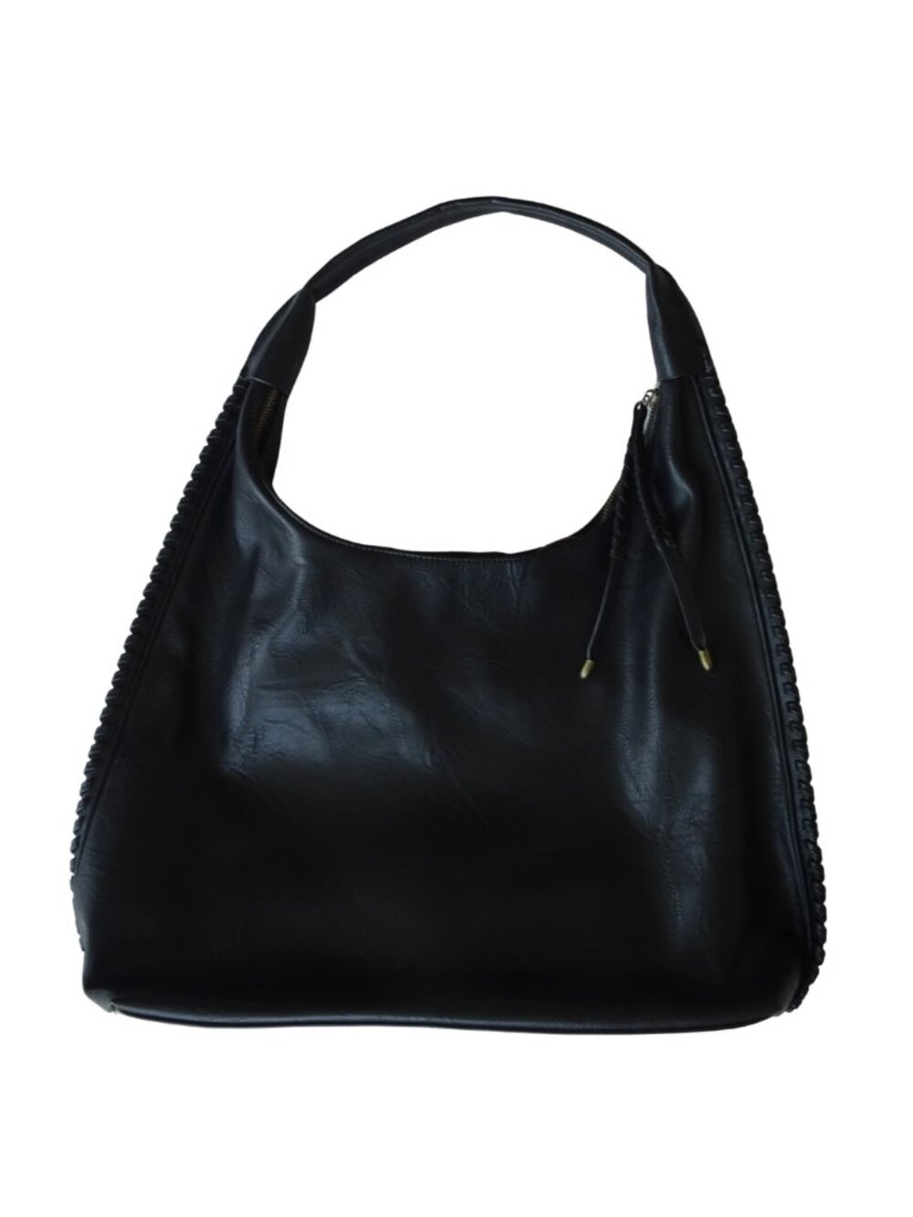 New Black Oversized Leather Shoulder Tote Bag